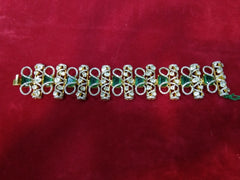Precious Emerald And Polki Diamond Gemstone Yellow Gold Handmade Tennis Bracelets