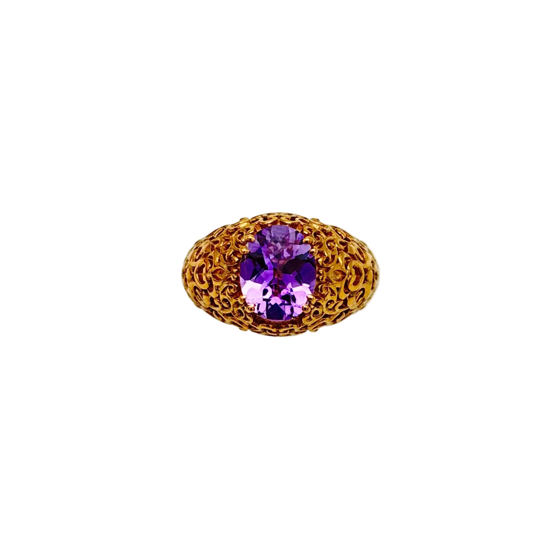 Natural Oval Amethyst Gemstone 925 Sterling Silver Handmade Rings Jewelry