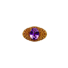 Natural Oval Amethyst Gemstone 925 Sterling Silver Handmade Rings Jewelry