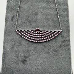 Exquisite Precious Ruby And Diamond 18k White Gold Necklace Jewelry