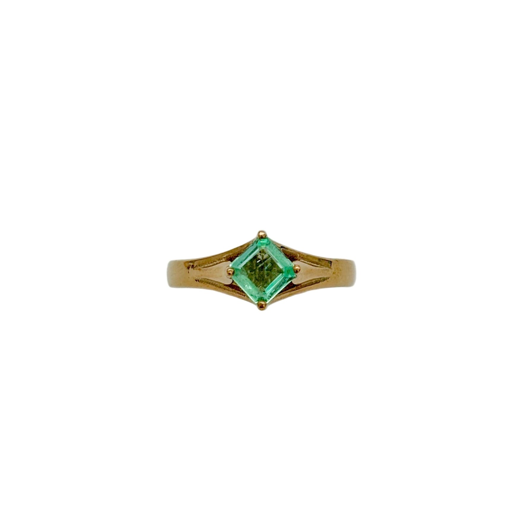 Precious Emerald Gemstone 925 Sterling Silver Yellow Gold Plated Rings Jewelry