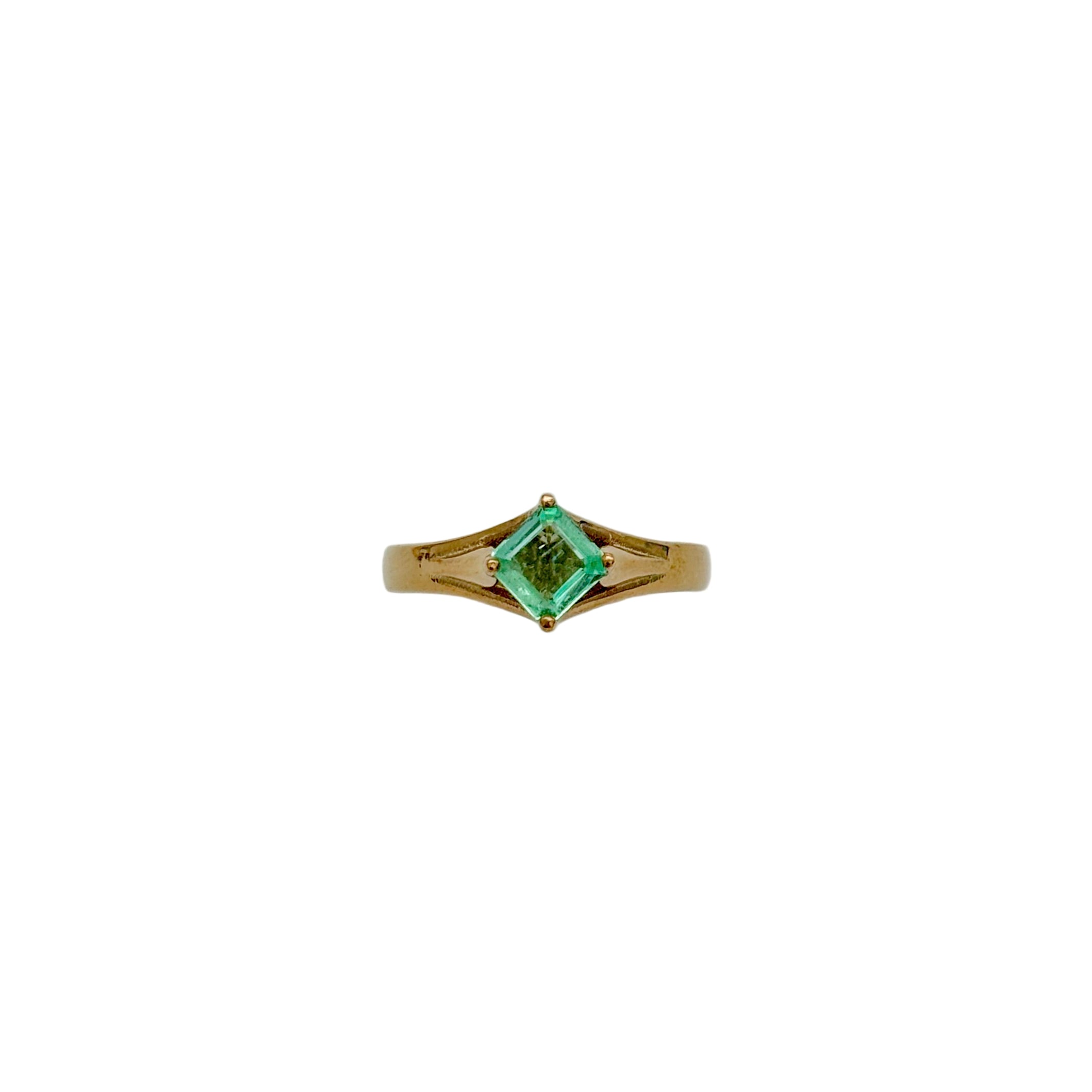 Precious Emerald 925 Sterling Silver Yellow Gold Plated Rings Jewelry