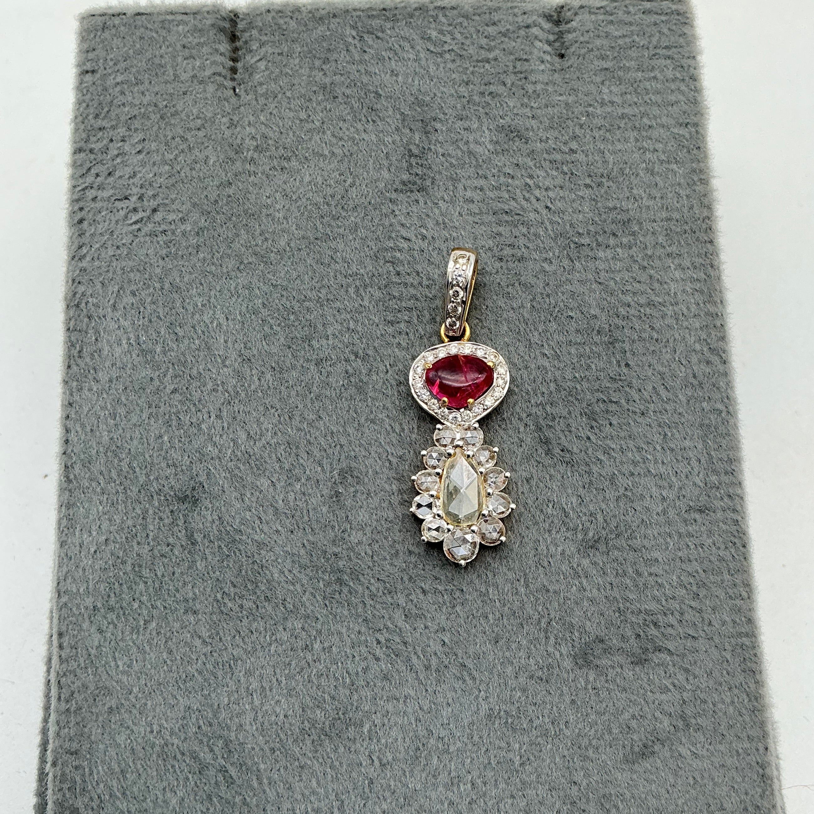 New Arrival Ruby And Diamond 14k Solid White Gold Pendant Jewelry