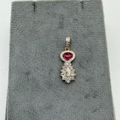 New Arrival Ruby And Diamond 14k Solid White Gold Pendant Jewelry