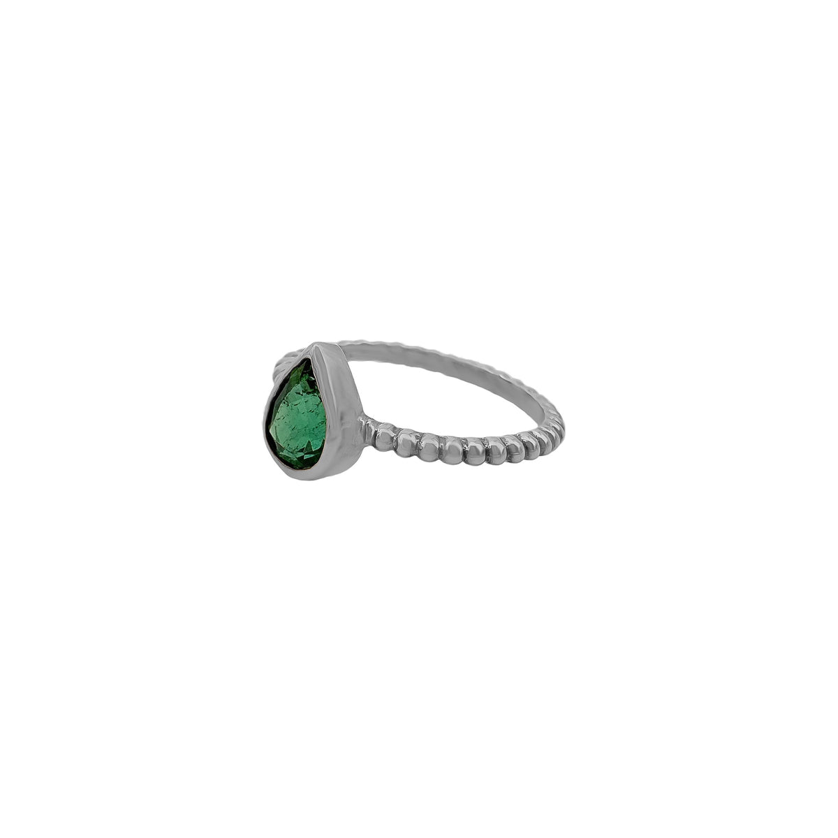 Natural Pear Green Tourmaline 925 Solid Sterling Silver Handmade Ring Jewelry
