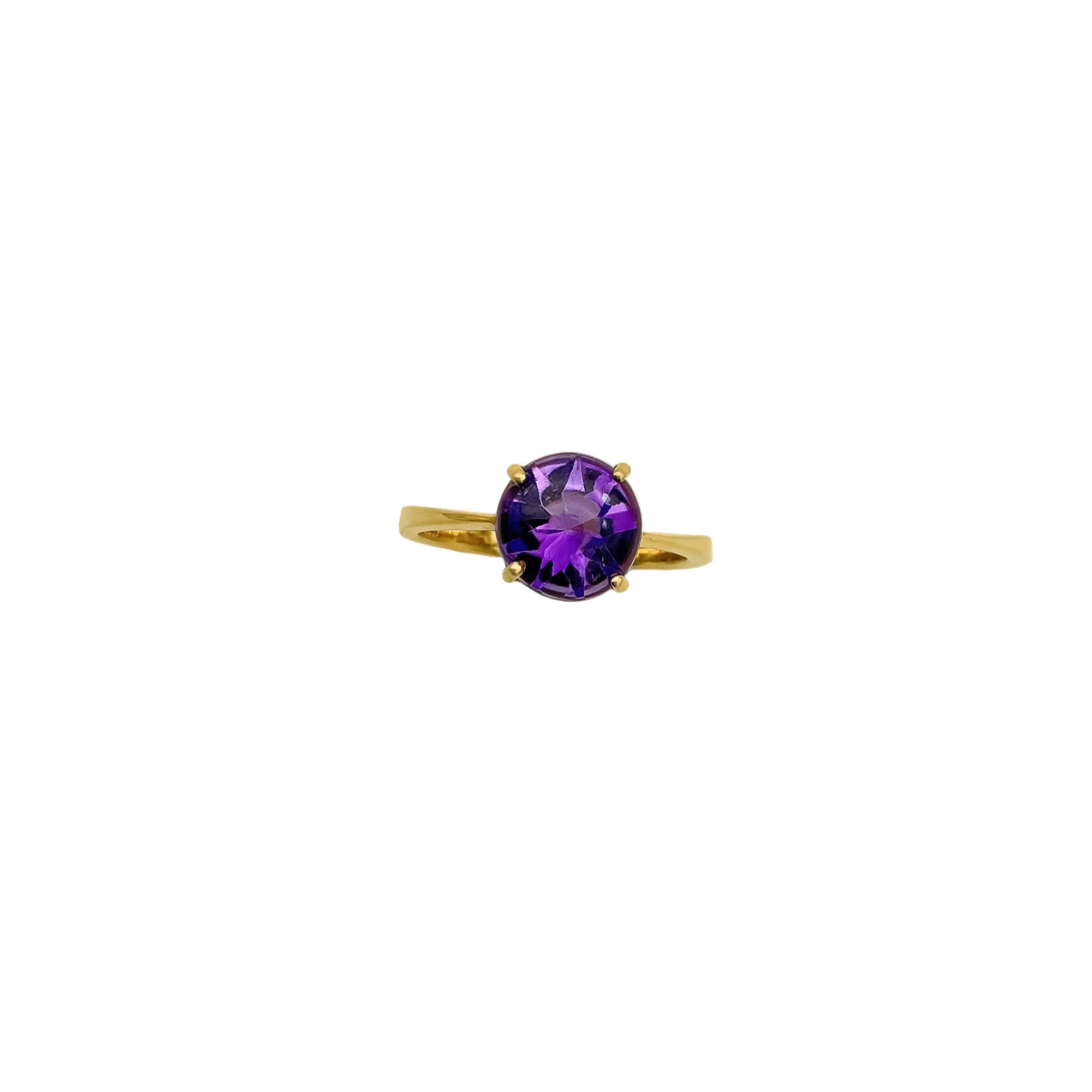 Natural Round Amethyst Gemstone 925 Solid Sterling Silver Handmade Rings Jewelry