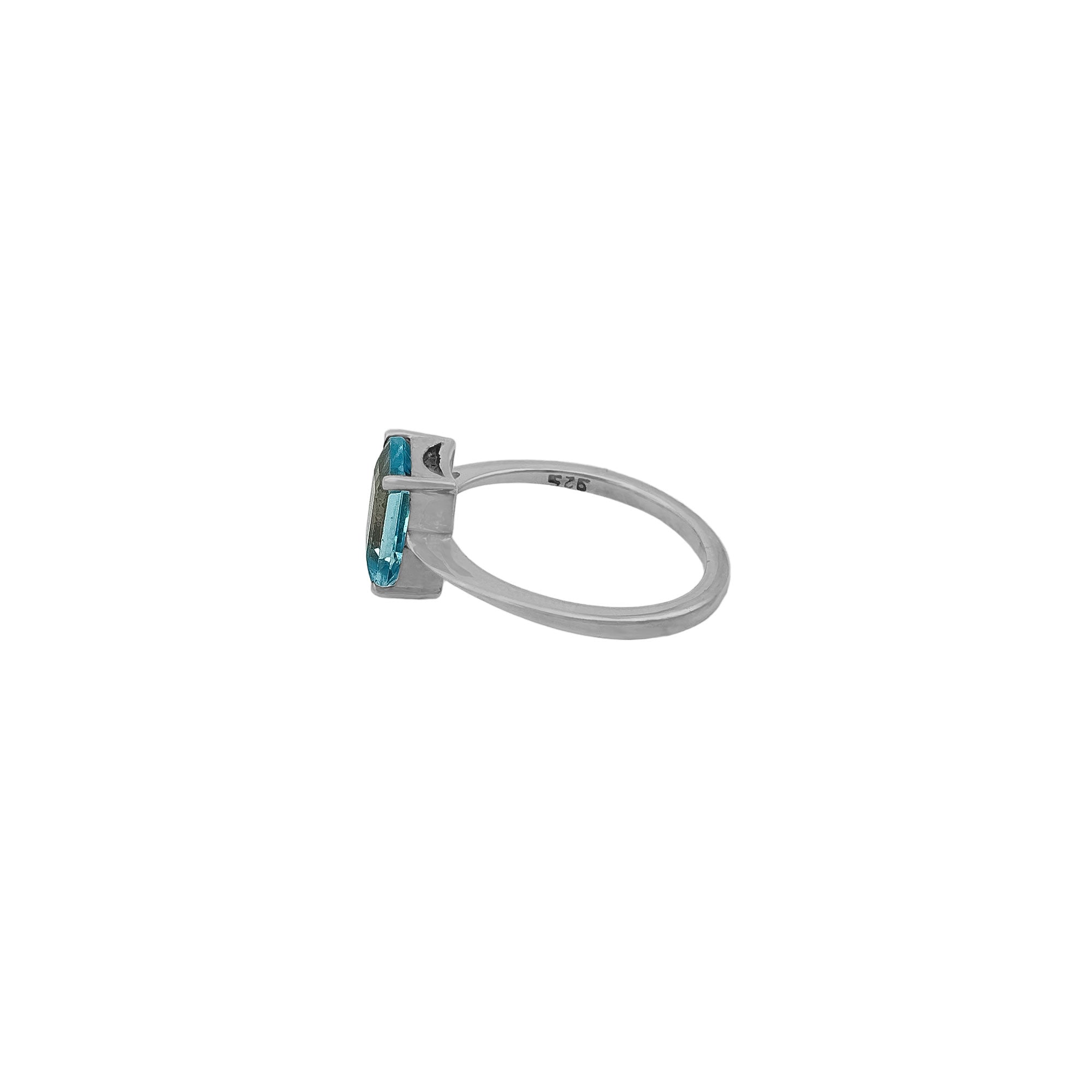 Natural Blue Topaz Gemstone 925 Solid Sterling Silver Handmade Ring Jewelry