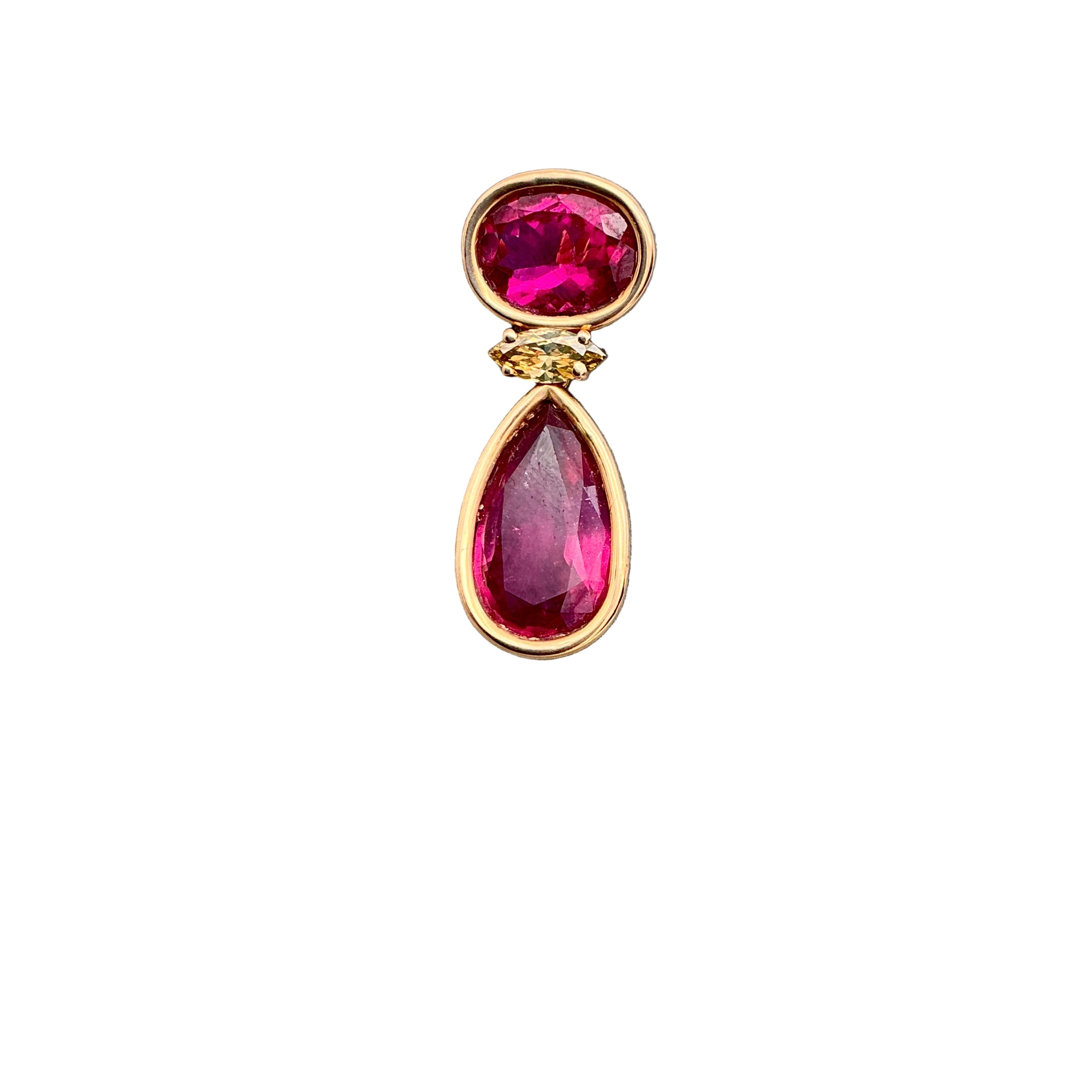 New Arrival Pink Tourmaline And Diamond 18k Yellow Gold Pendant Jewelry