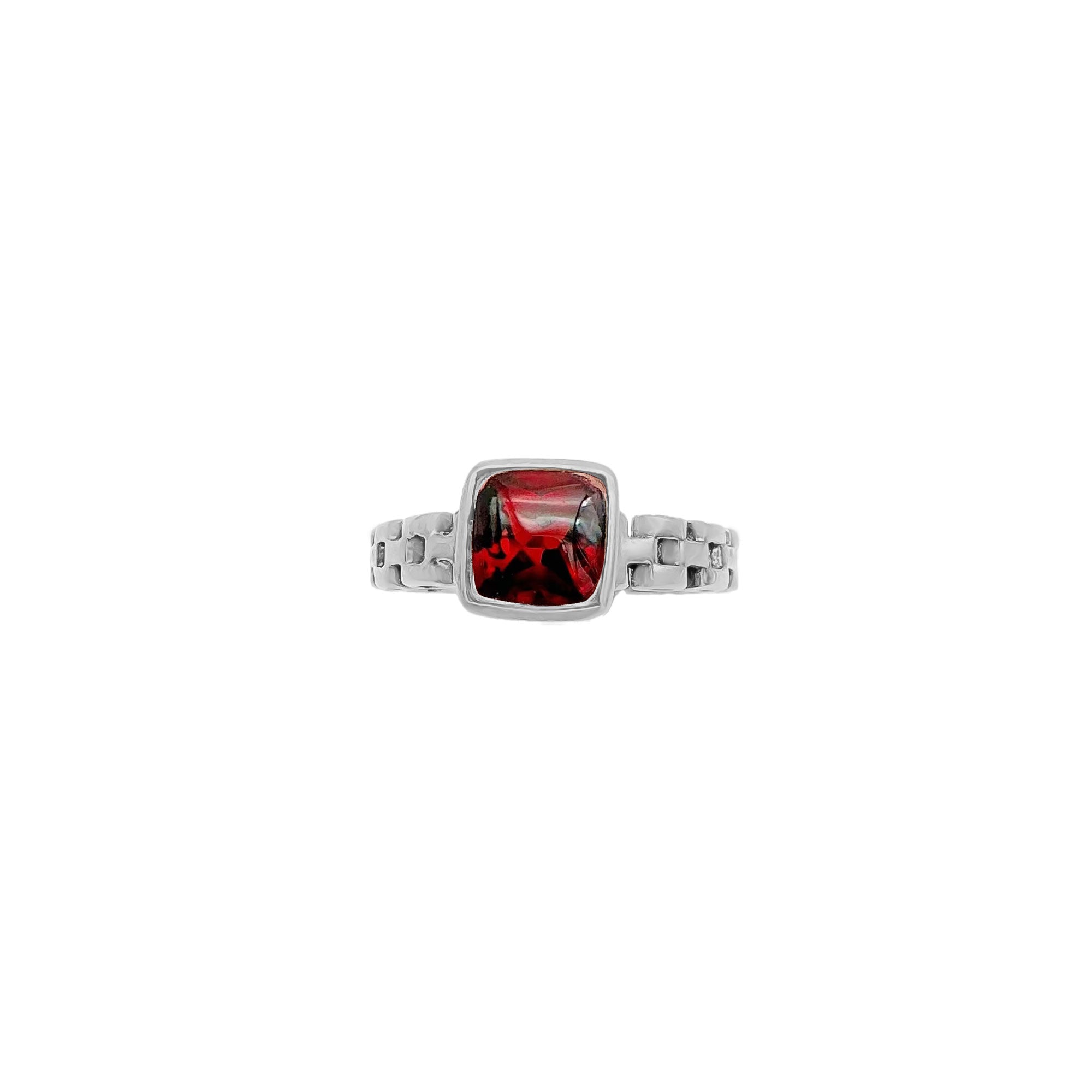 New Arrival Square Garnet Gemstone 925 Solid Sterling Silver Rings Jewelry