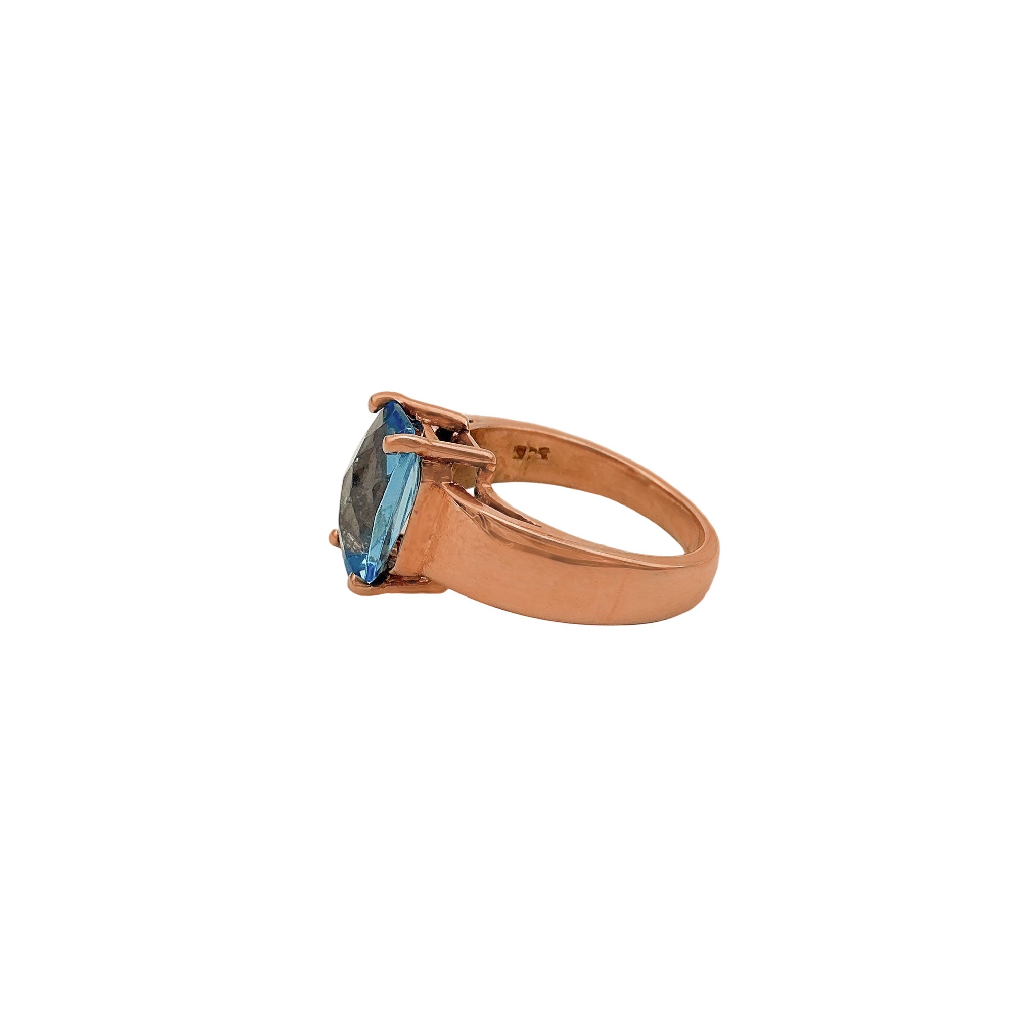 3.35CT Natural Blue Topaz Gemstone 925 Sterling Silver Handmade Ring
