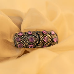 Precious Pink Tourmaline And Diamond 925 Sterling Silver Handmade Victorian Rings Jewelry
