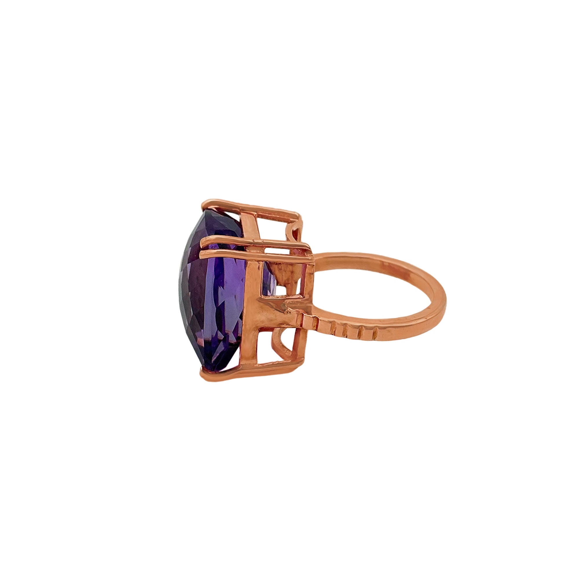 Natural Faceted Amethyst Gemstone 925 Sterling Silver Handmade Ring Jewelry