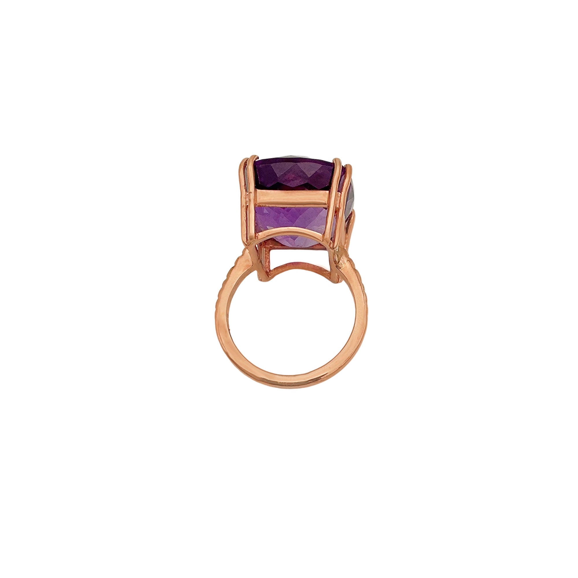 Natural Faceted Amethyst Gemstone 925 Sterling Silver Handmade Ring Jewelry