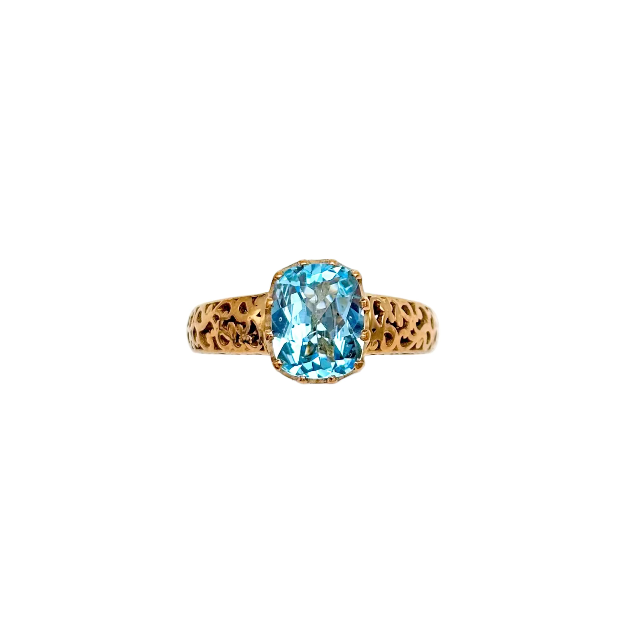 Natural Blue Topaz Gemstone 925 Solid Sterling Silver Yellow Gold Plated Rings Jewelry=