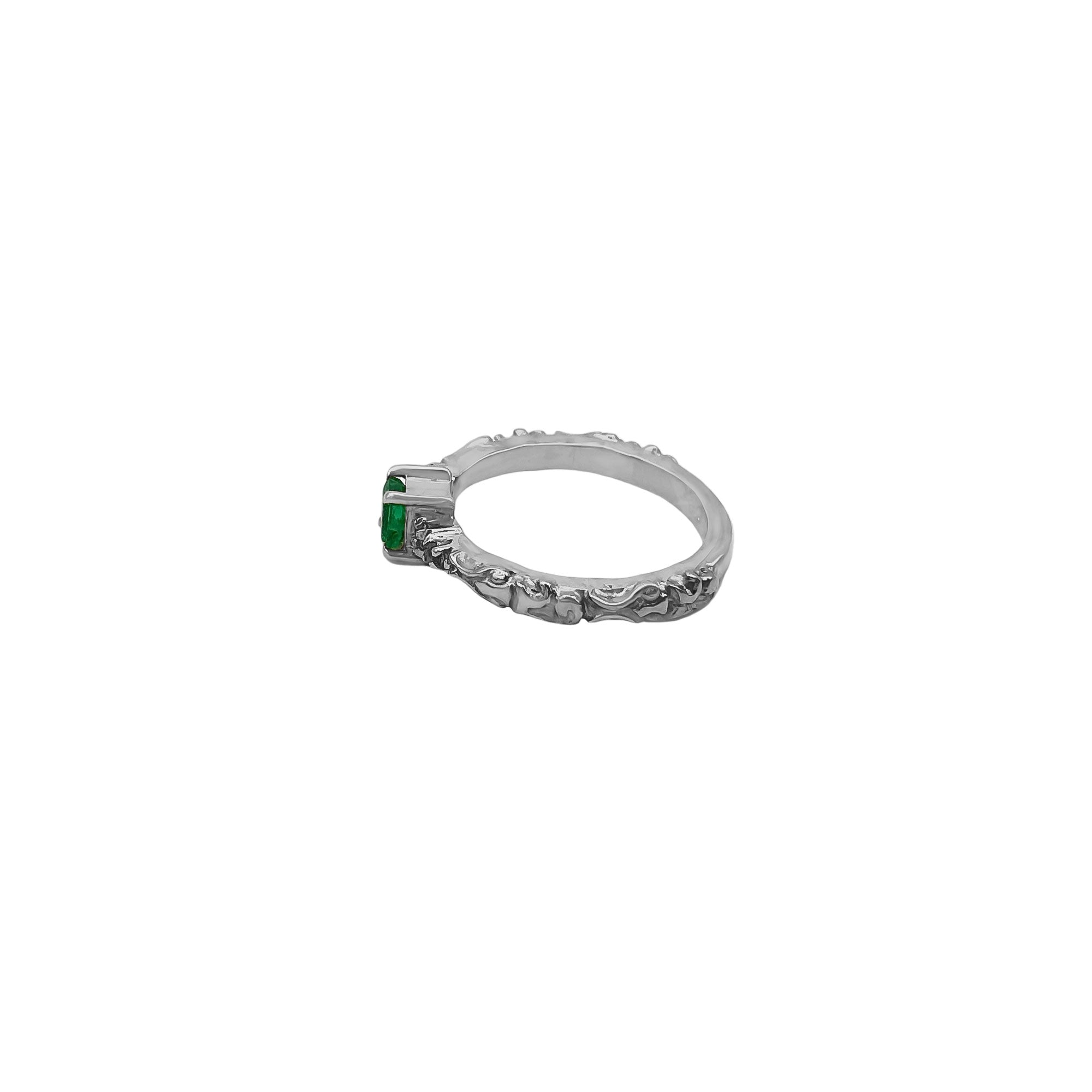 Precious Emerald & Diamond Gemstone 925 Solid Sterling Rings Jewelry