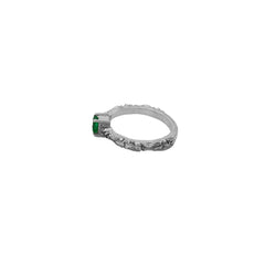 Precious Emerald & Diamond Gemstone 925 Solid Sterling Rings Jewelry