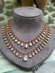 Precious High Quality Ruby And Polki Diamond Yellow Gold Handmade Necklace Jewelry