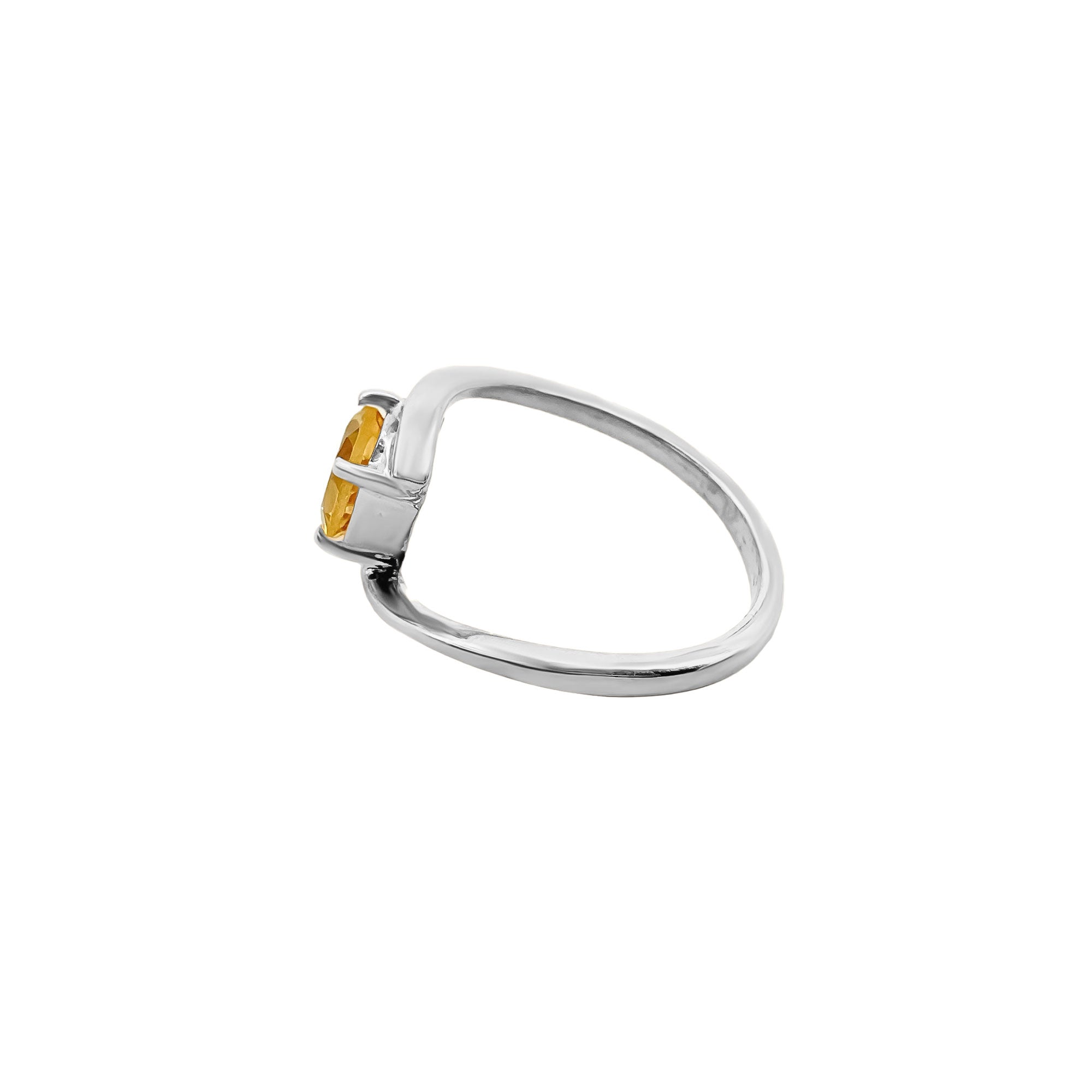 Natural Round Citrine Gemstone 925 Solid Sterling Silver Rings