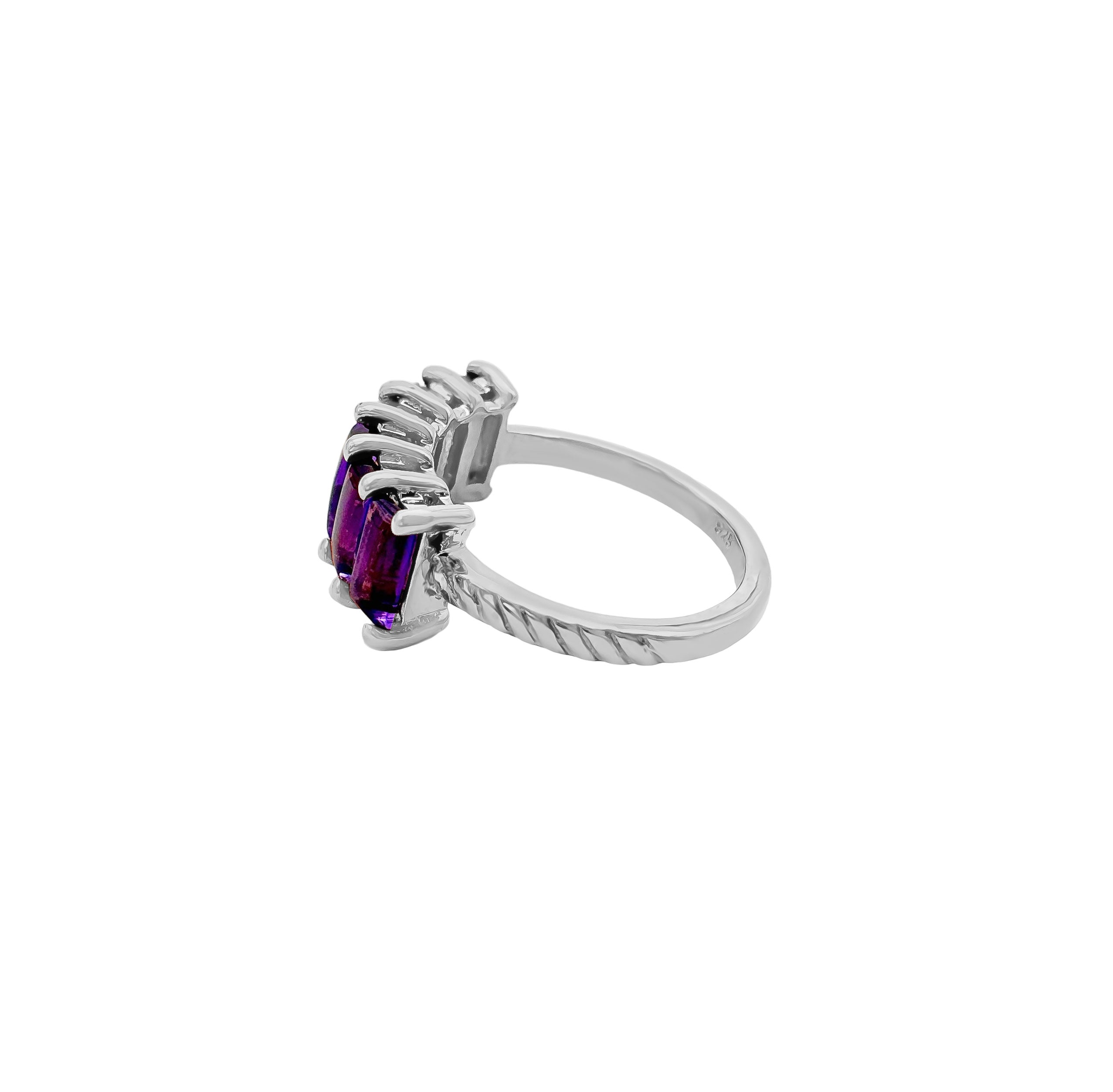 Natural Amethyst Gemstone 925 Solid Sterling Silver Rings Jewelry
