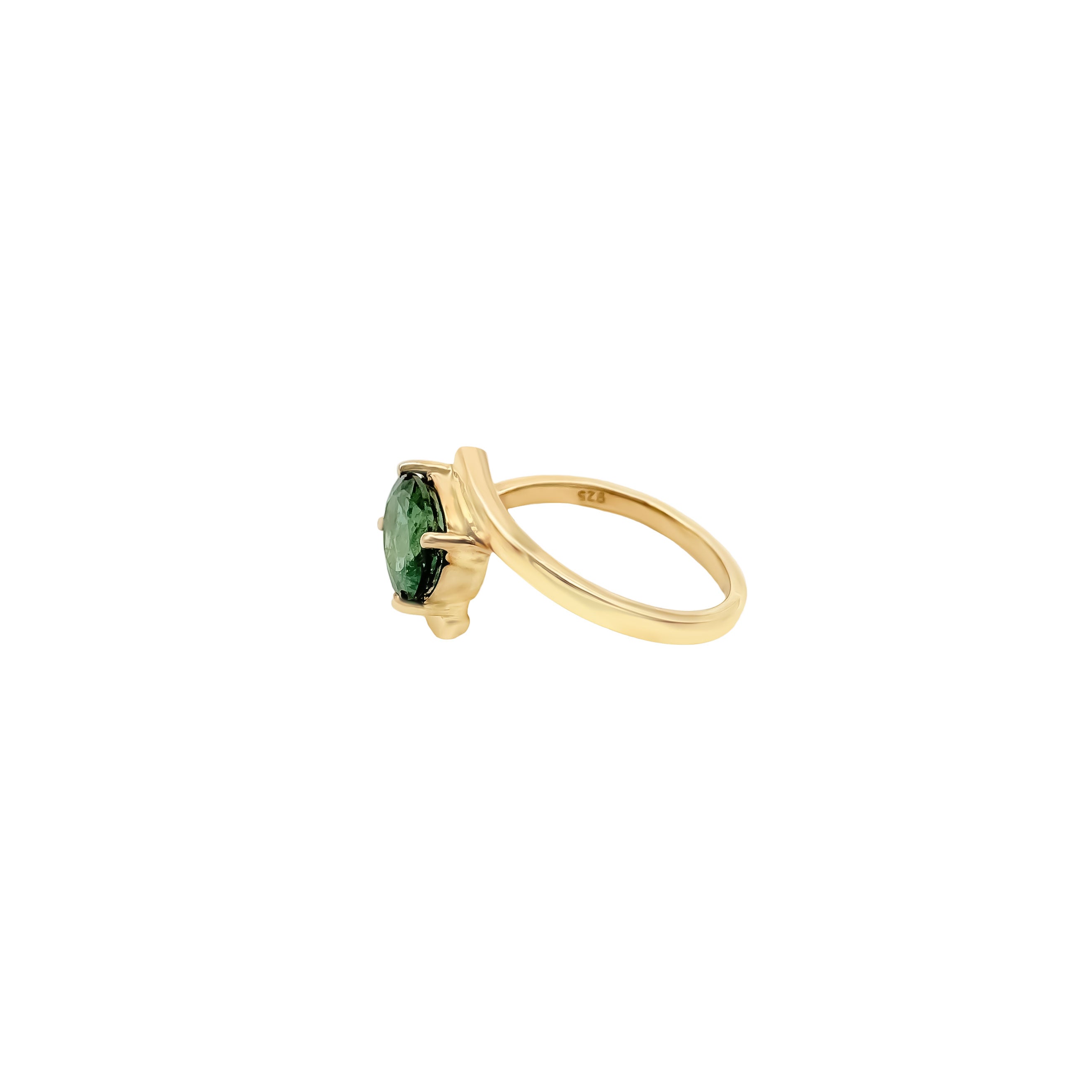 New Arrival Oval Green Tourmaline 925 Sterling Silver Rings Jewelry