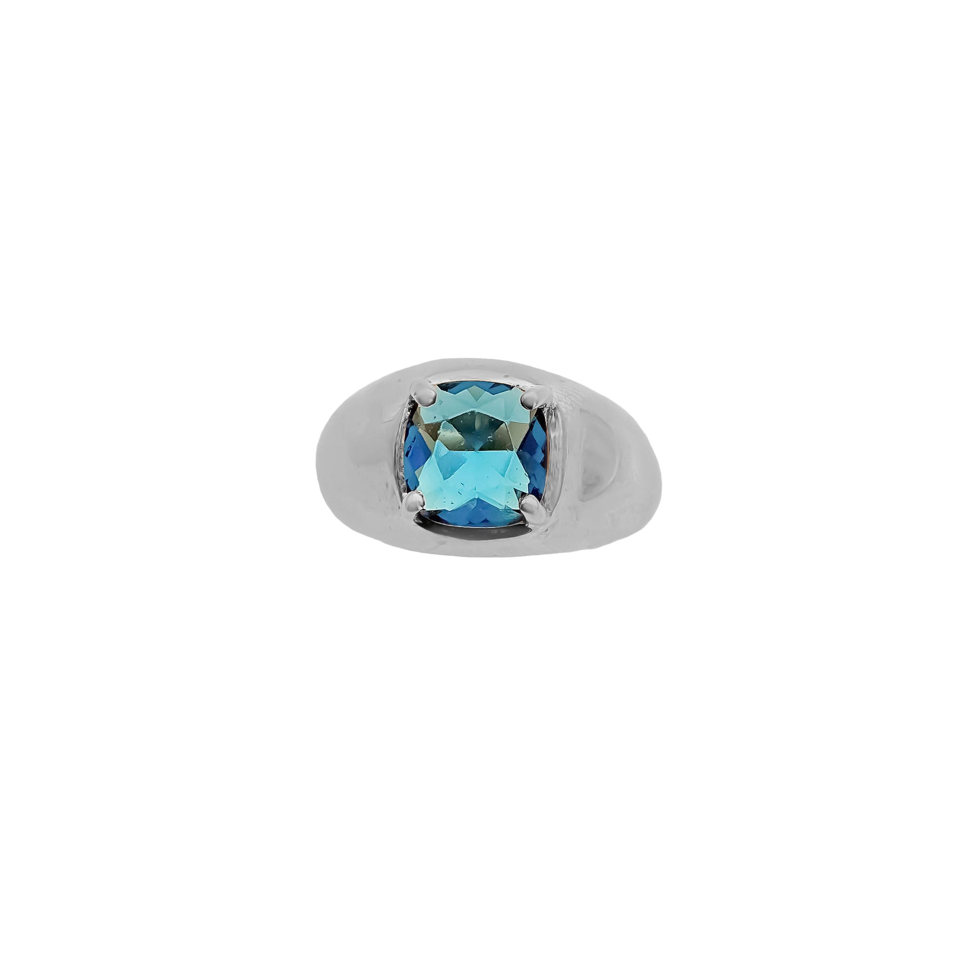 London Blue Topaz Gemstone 925 Sterling Silver Dome Rings Jewelry