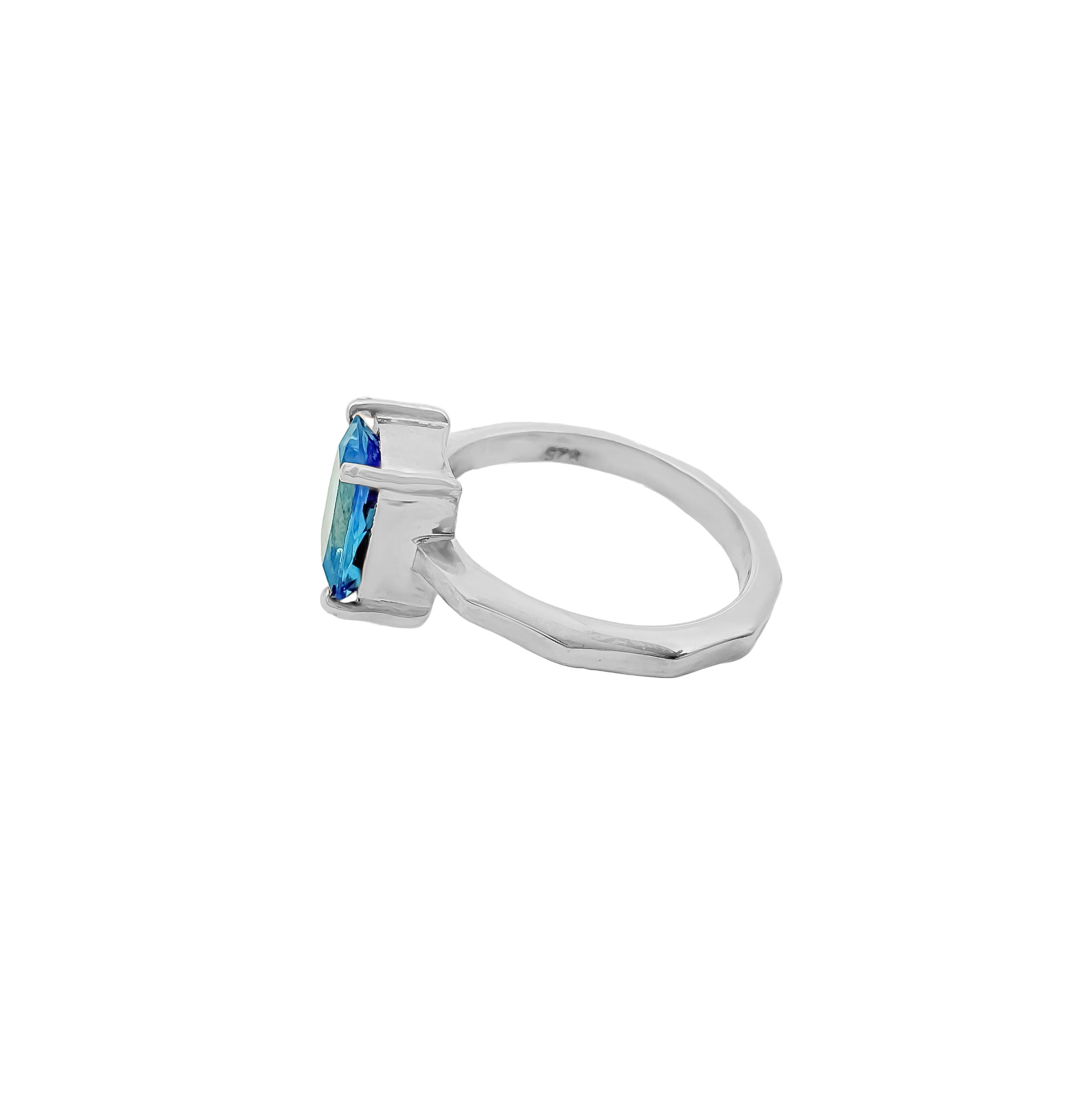 Exquisite Natural London Blue Topaz 925 Sterling Silver Rings Jewelry