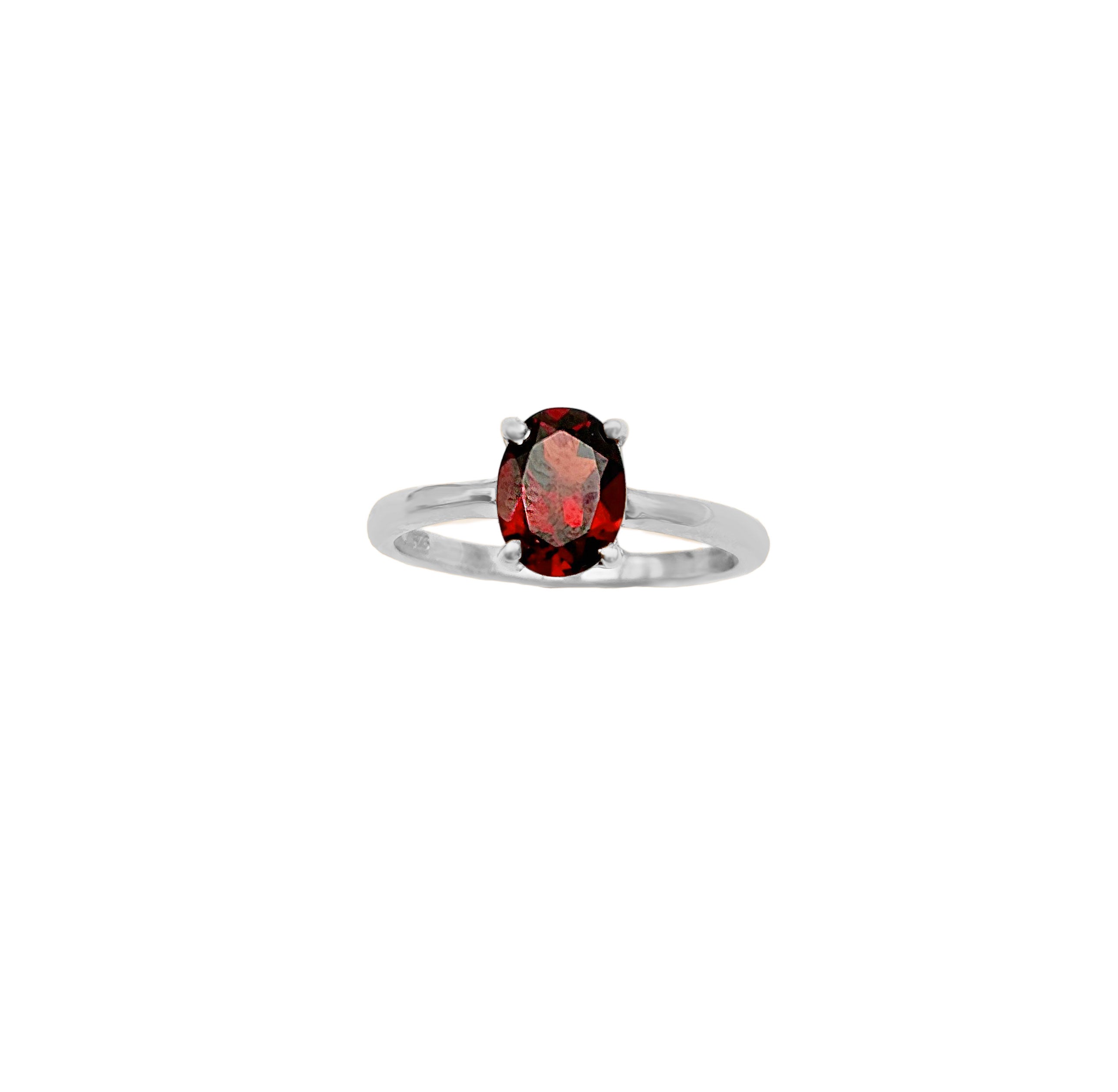 Natural Oval Garnet Gemstone 925 Sterling Silver Rings Jewelry