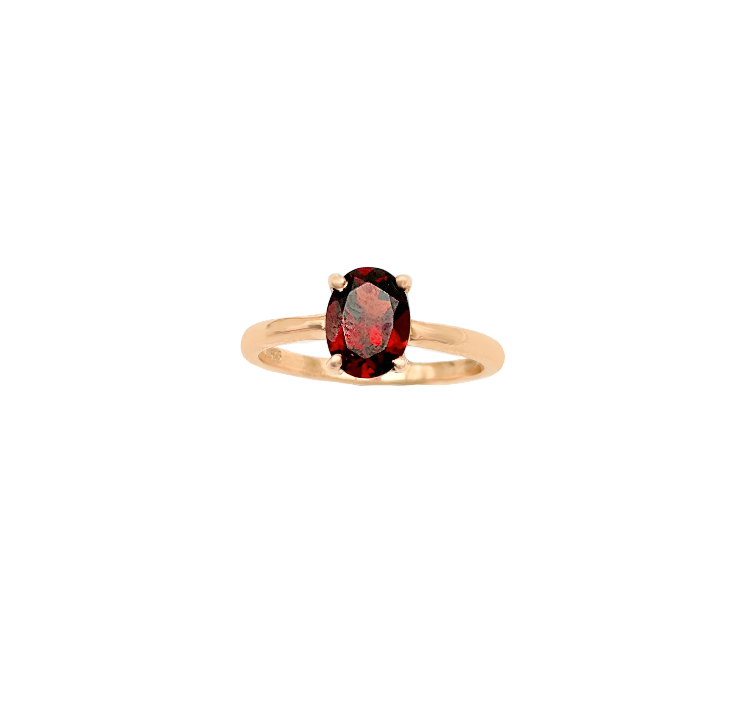 Natural Oval Garnet Gemstone 925 Sterling Silver Rings Jewelry