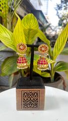 Precious Ruby And Polki Diamond Gemstone Yellow Gold Handmade Drop Dangle Earrings Jewelry