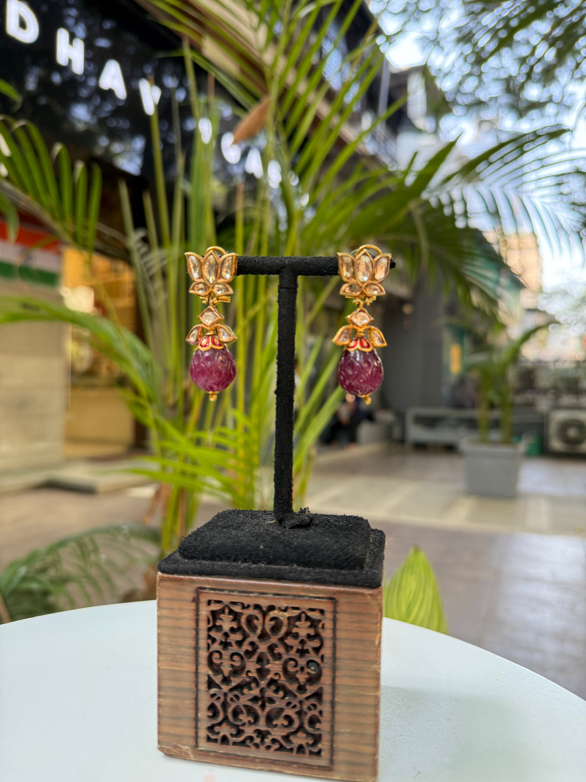 Precious Ruby And Polki Gemstone Yellow Gold Handmade Women Drop Dangle Earrings