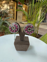 New Arrival Ruby And Diamond Gemstone 925 Sterling Silver Victorian Earrings