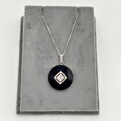 New Arrival Black Onyx And Diamond 18k White Gold Handmade Chain Necklace