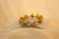 New Arrival Polki Diamond Gemstone Yellow Gold Handmade Bracelets Jewelry