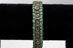 Elegant Emerald, Tourmaline And Diamond 925 Sterling Silver Handmade Thread Bracelets Jewelry