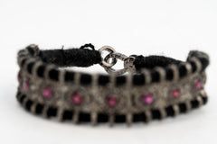 Precious Ruby And Diamond 925 Sterling Silver Handmade Thread Victorian Bracelets