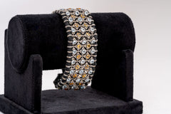 Natural Blue Topaz, Citrine And Diamond 925 Sterling Silver Thread Bracelets Jewelry