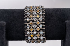 Natural Blue Topaz, Citrine And Diamond 925 Sterling Silver Thread Bracelets Jewelry
