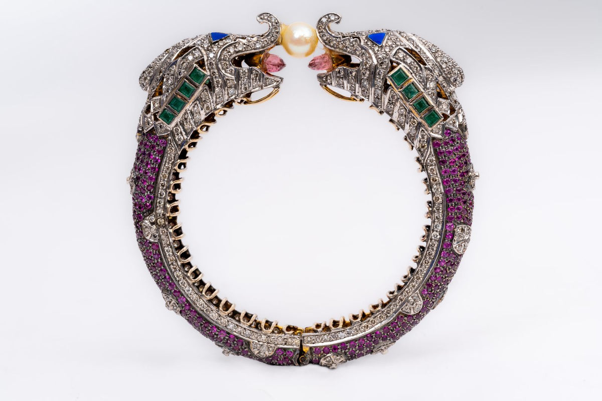 Precious Ruby, Emerald, Tourmaline And Diamond Victorian Bracelets Jewelry