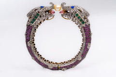 Precious Ruby, Emerald, Tourmaline And Diamond Victorian Bracelets Jewelry