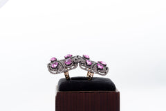 Precious Pink Tourmaline And Diamond 925 Sterling Silver Handmade Victorian Rings Jewelry